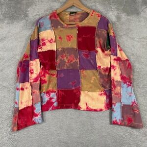 Vintage Kathmandu Imports Patchwork Tie Dye Top Womens Medium/Large Retro Hippie